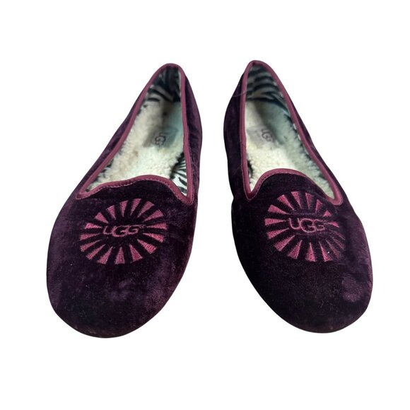 UGG Australia ALLOWAY Chocolate Brown Suede Shearling Fur Slippers Woman's 9 - Picture 1 of 15